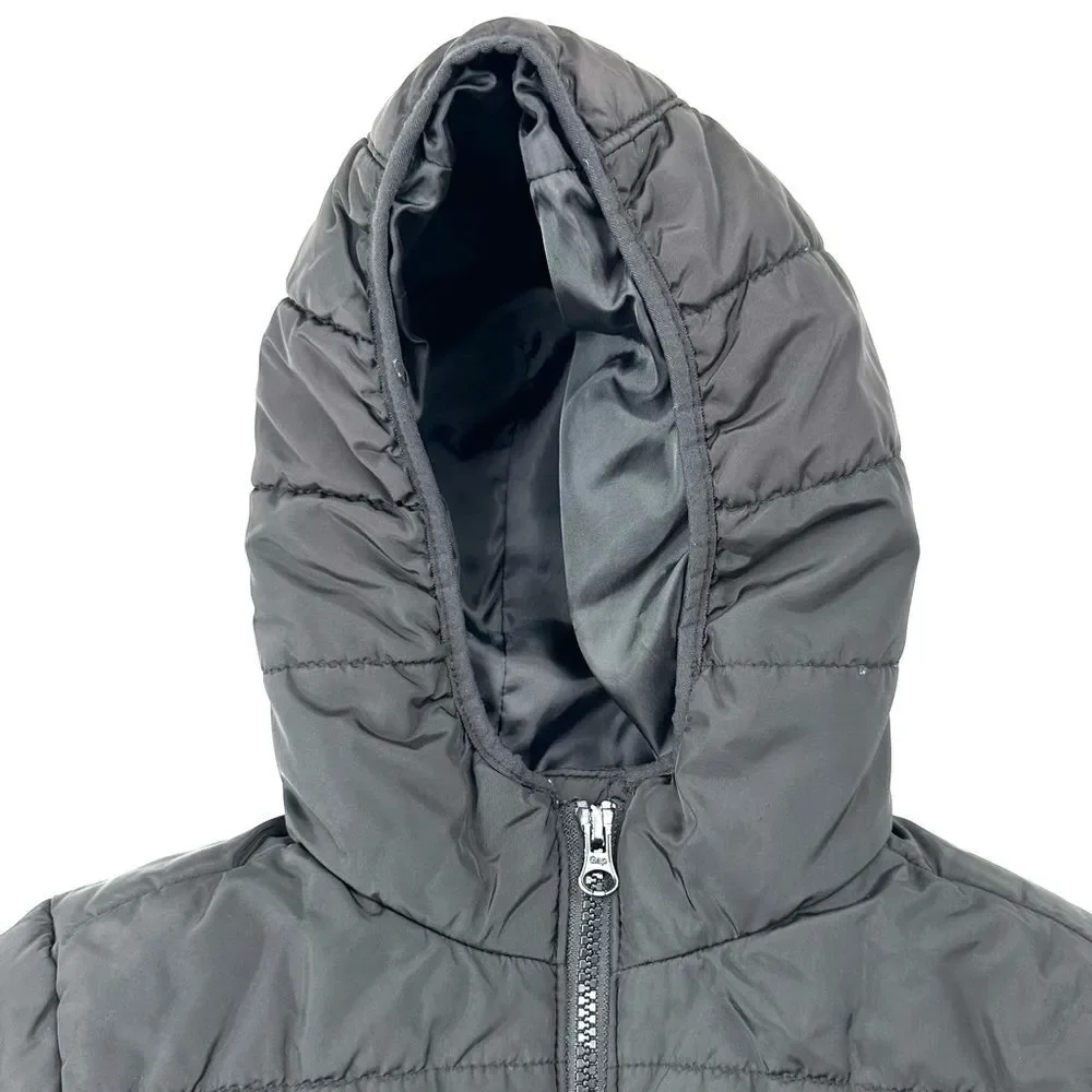 GapKids Unisex Primaloft Black Puffer Jacket Coat Hood SZ S (6-7) Zip Front